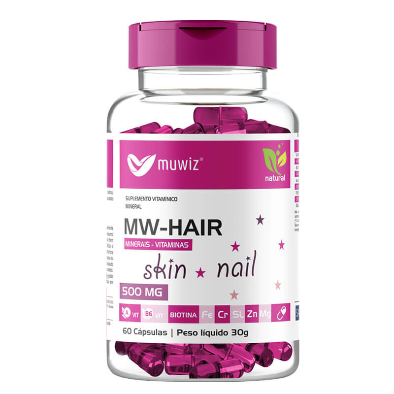 MW HAIR BIOTINA SILÍCIO + VITAMINAS 60 Cáps MUWIZ