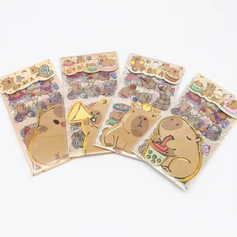 4Pcs/Set Autocolante Fofo Capybara De PVC Animais De Estimação Presente De Aniversário Por Atacado