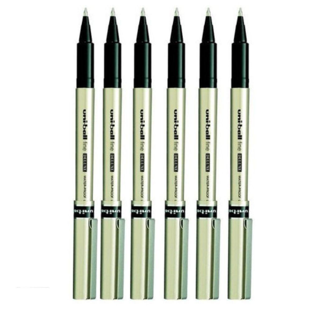 Kit 6 Caneta Rollerball UB-177 Fine Deluxe PRETA 0.7mm Uni