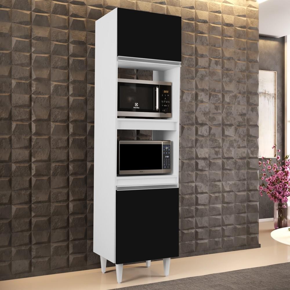 Paneleiro Cozinha Torre Quente 56cm Colorado Branco/Preto - Lumil Móveis em Oferta na Shopee