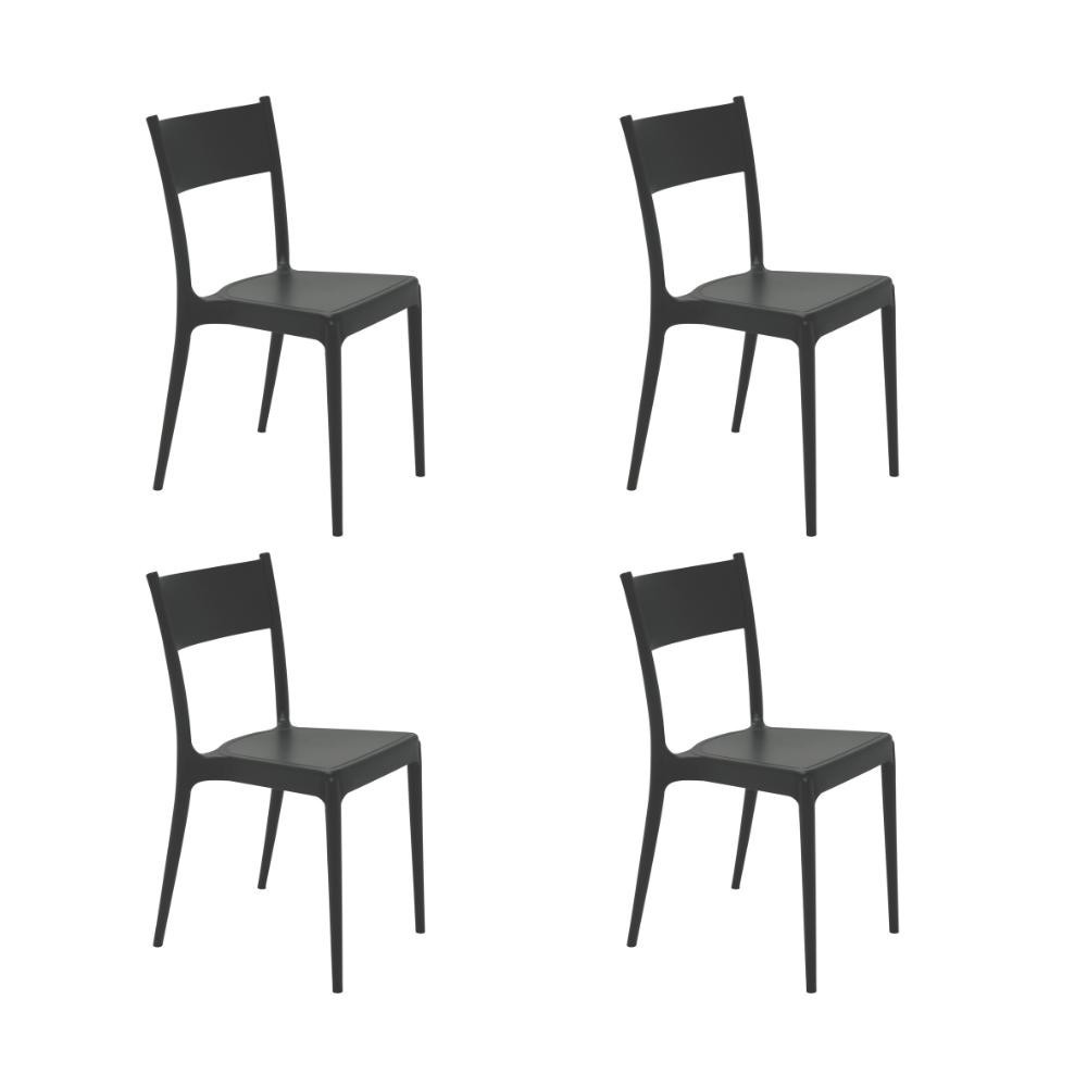 Kit 04 Cadeira Diana Eco em Polipropileno Preto Tramontina em Oferta na Shopee