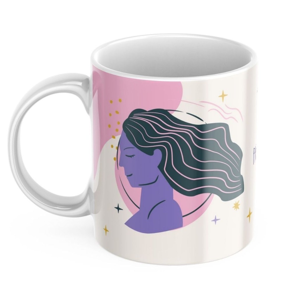 Imagem Caneca Xicara de Café ou Chá de Porcelana Personalizada Signos Virgem Divertida Engraçada para Presente Criativo 325ml
