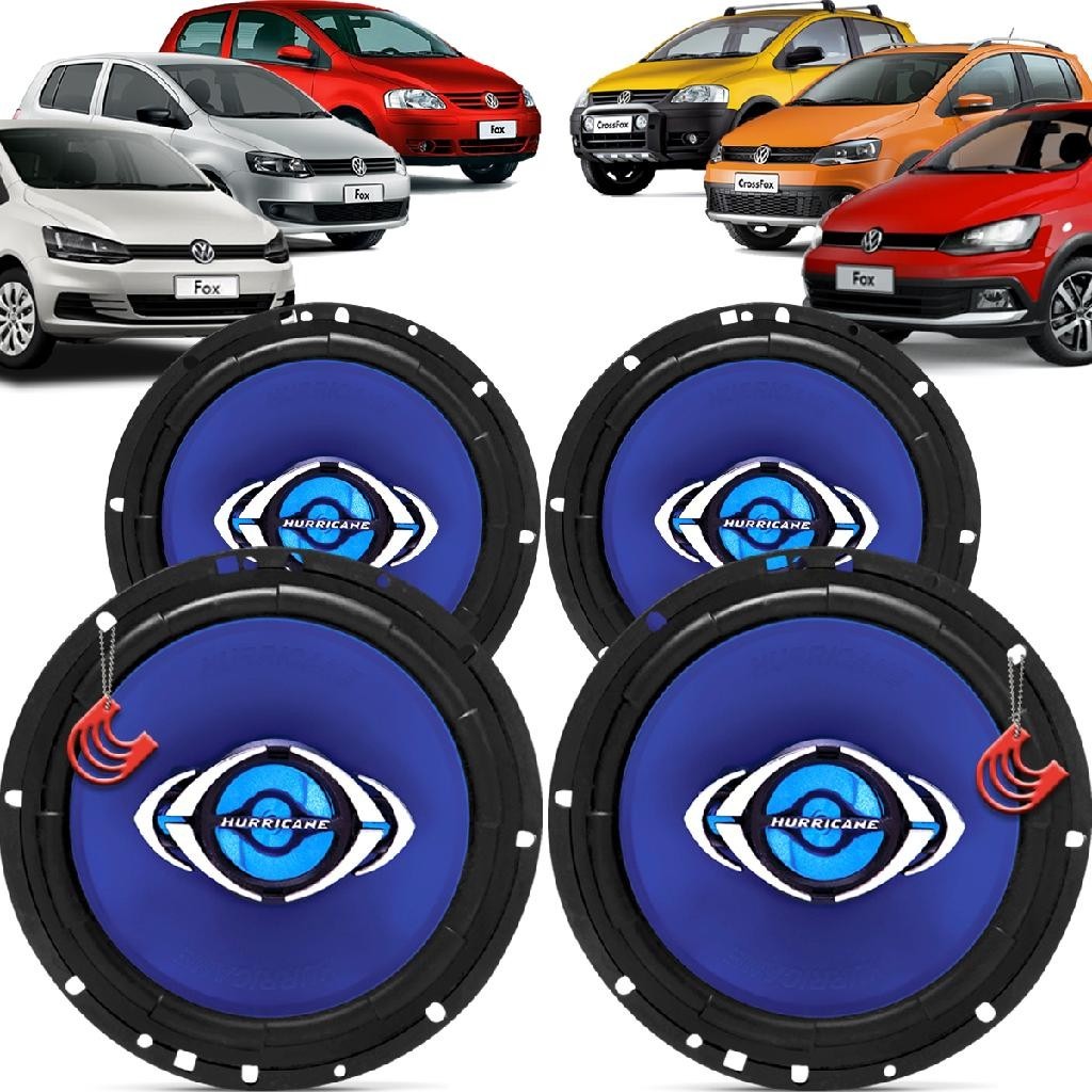 Kit Alto Falantes Dianteiros e Traseiros Volkswagen Fox Crossfox 2003 a 2022 - Hurricane Class 520w em Oferta na Shopee