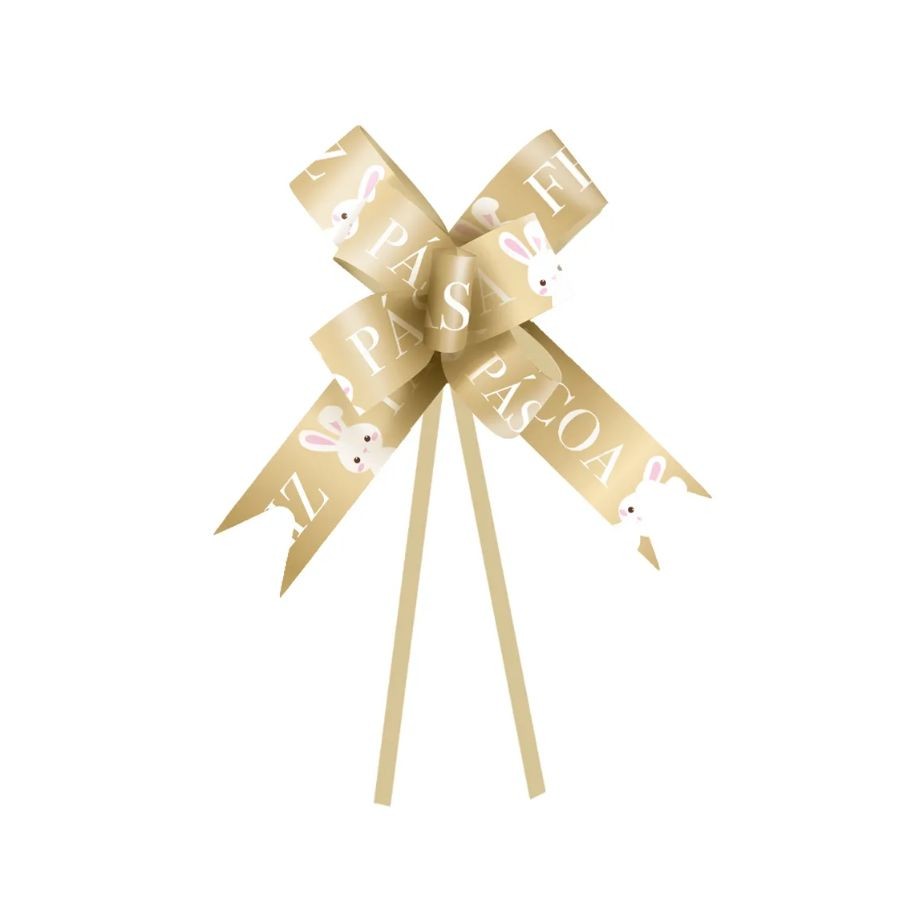 Laço Fácil - Feliz Páscoa Ouro - 10 unidades - Cromus - Rizzo