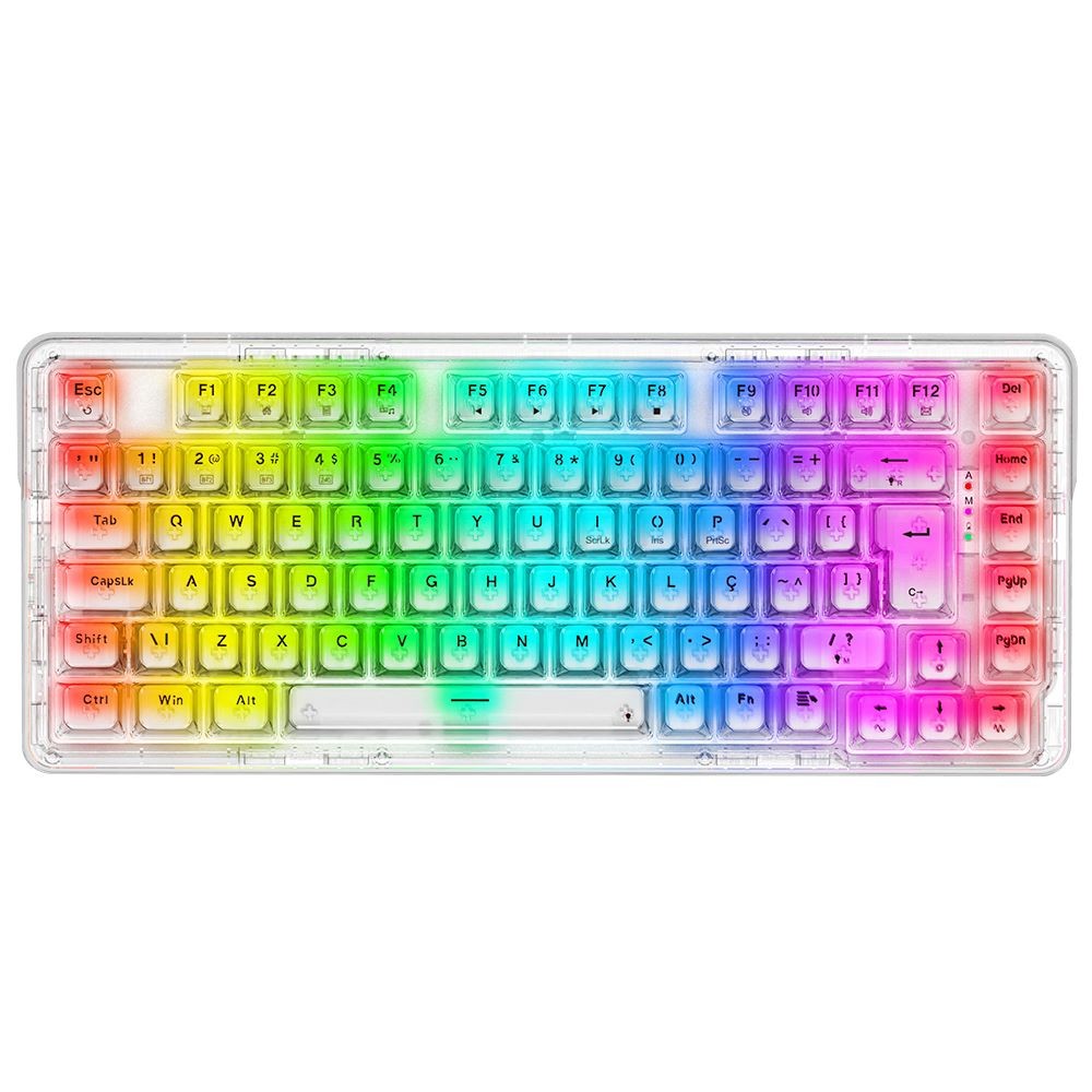 TECLADO MECANICO GAMER ELF PRO RGB WIRELESS SWITCH CRYSTAL CLEAR REDRAGON K649CT-RGB-PRO TRANSPARENTE