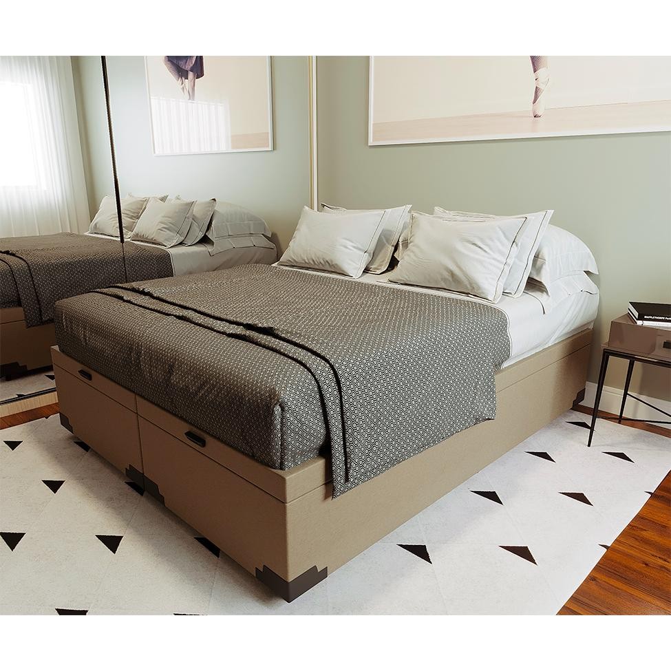 Detalhes do Base para Cama Box Queen Martin Premium com Baú Suede (45x158x198) Bege