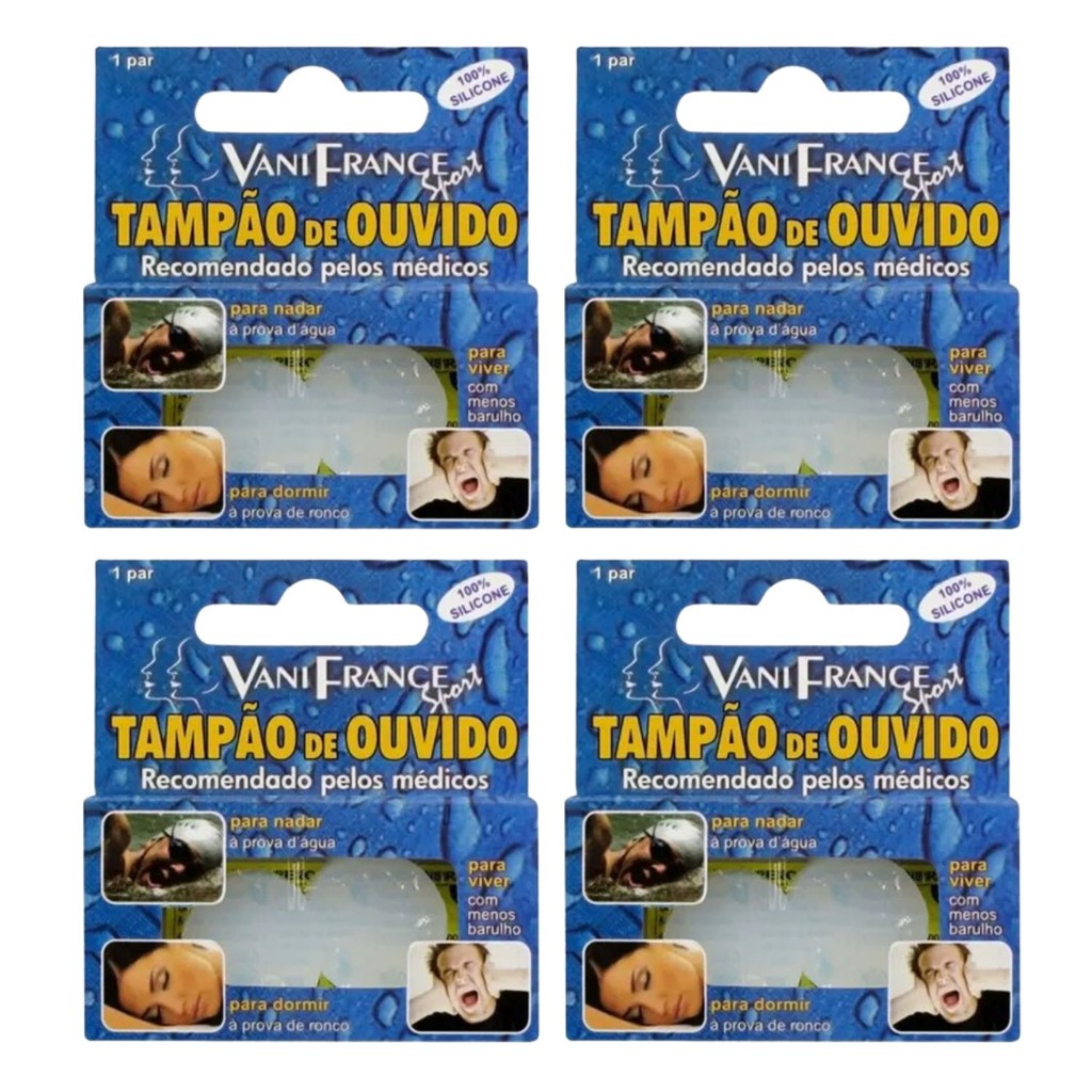 Kit 4 Protetor Tampão De Ouvido 100% Silicone - Vani France