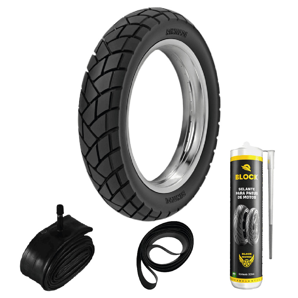 Pneu Falcon 400 Xt 660 R 120/90-17 64p Traseiro R34 Rinaldi + Camara + Cinta + Selante