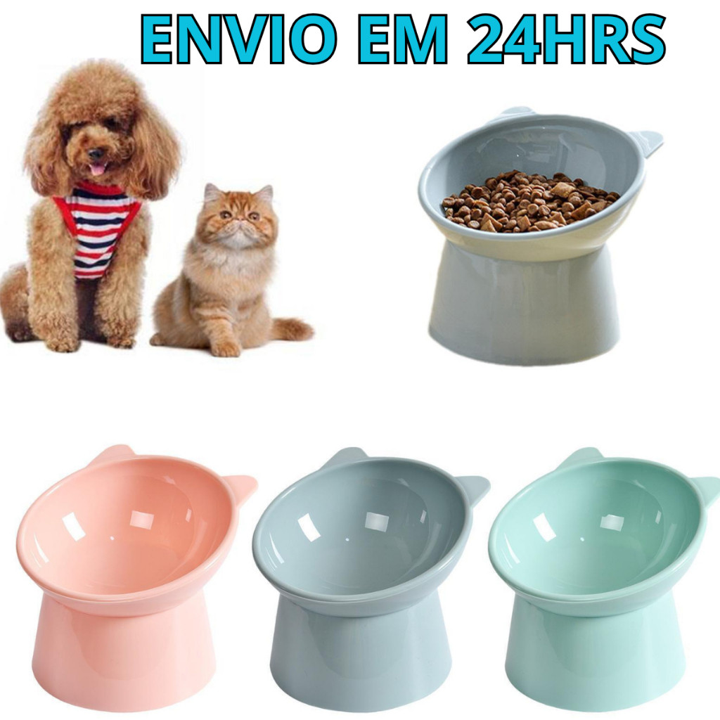 Comedouro Bebedouro Elevado Anti Engasgo Pet Gato Cachorro Kit e Unidade Promoção