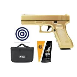 Pistola de Airsoft VG G19 GK-V20 Gold Metal Mola 6mm + Kit
