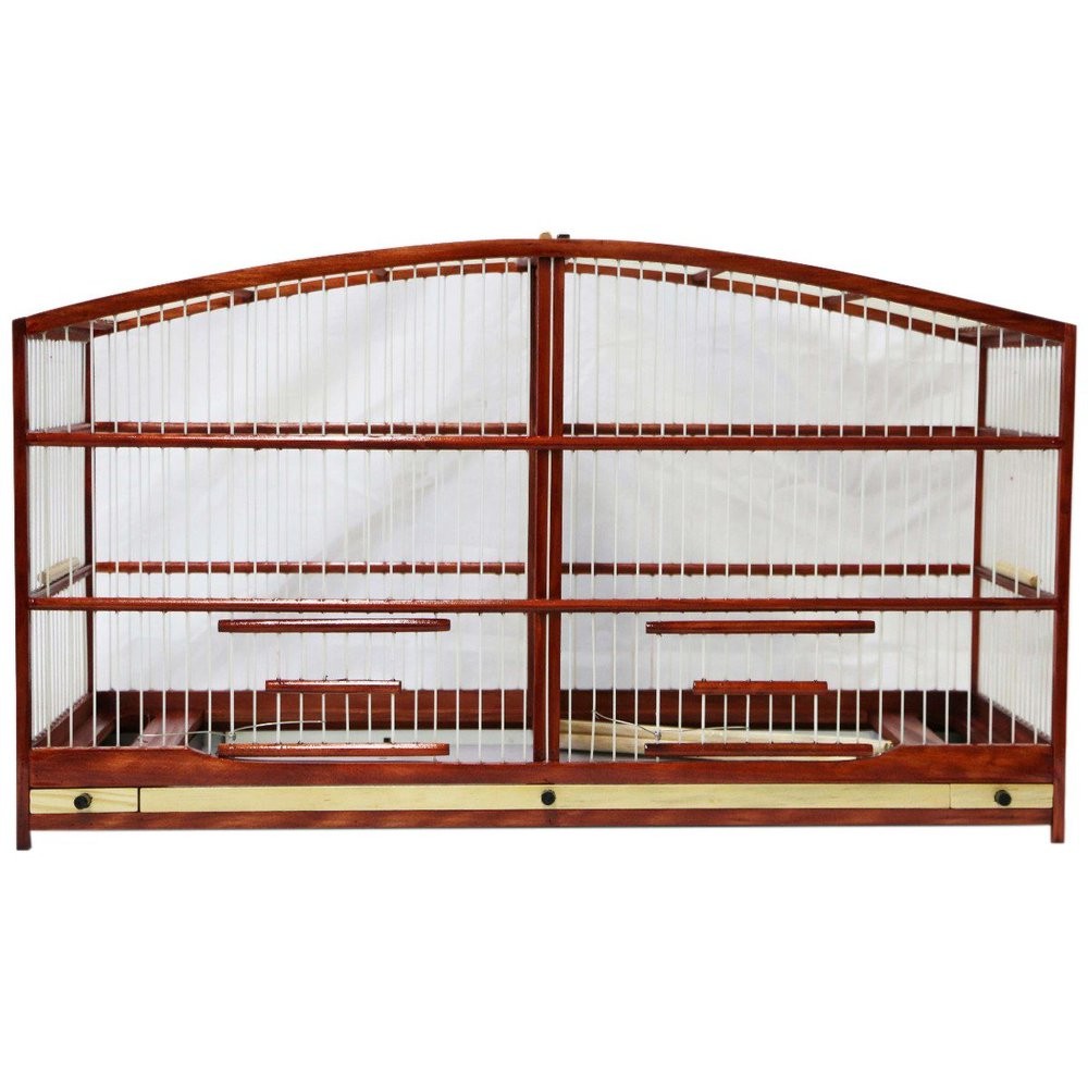 Gaiola De Reprodução Abaulada Canário / Coleira / Curió Mogno Em Madeira em Oferta na Shopee