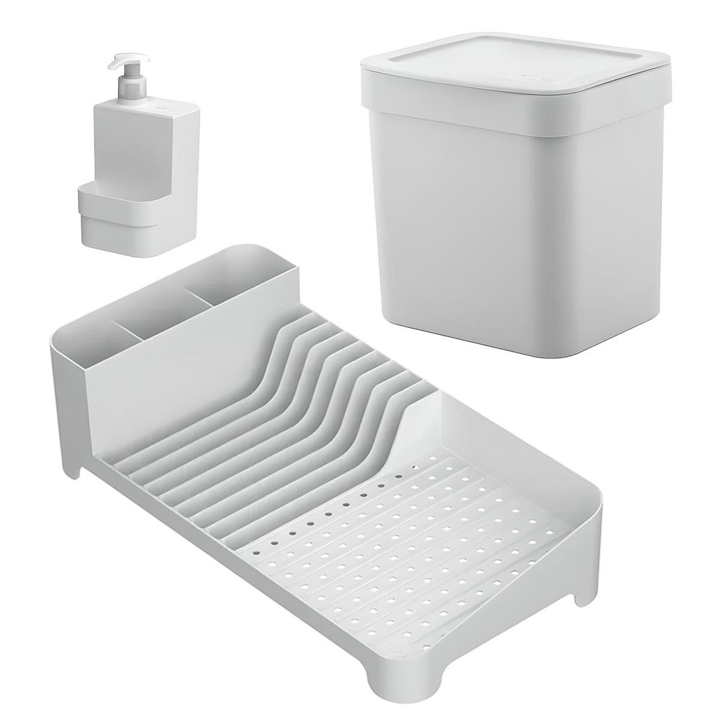 Combo Lixeira De Pia 4,7L + Escorredor de Louças + Dispenser 500ml KTE143 - Ou em Oferta na Shopee