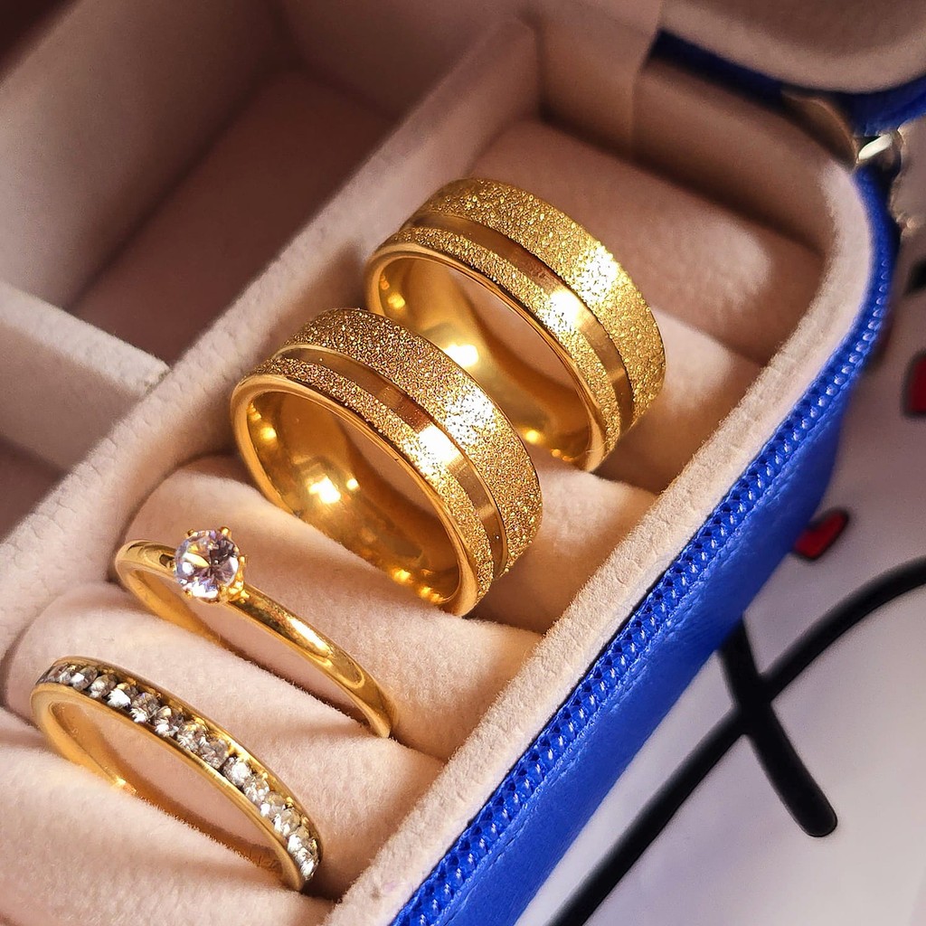 Kit aliança de casamento jateada 8mm banhado moeda antiga + gravação + aparador + anel (COD-105)