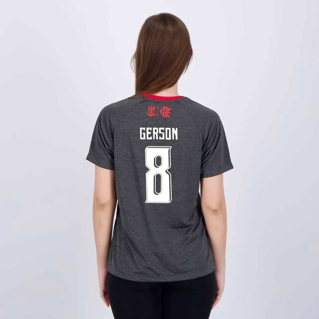 Camisa Flamengo Gerson 8 Var Feminina Cinza em Oferta na Shopee
