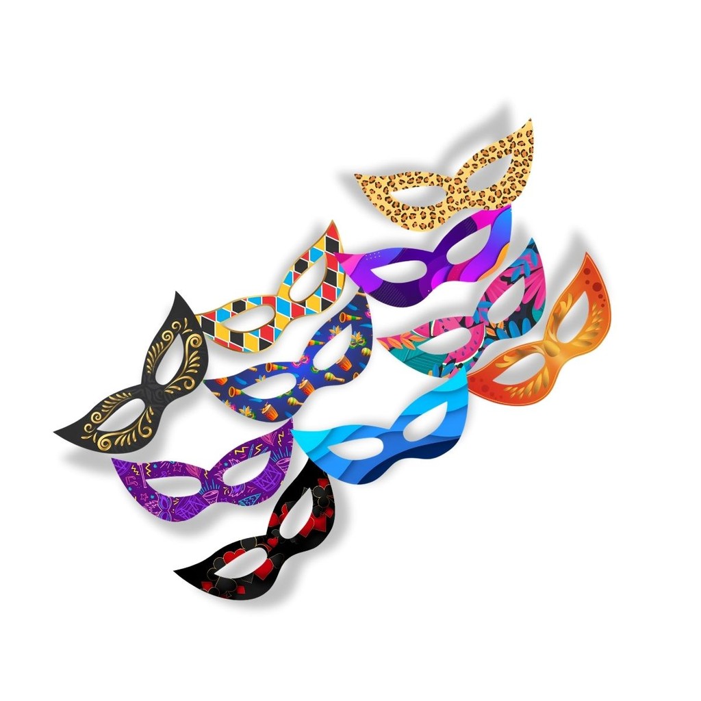 Kit 30 Mini Máscara Pequena Carnaval Folia Gatinha Papel Festa Decoração