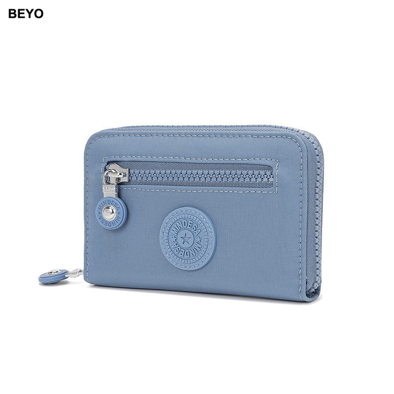 Carteira Compacta De Tecido De Nylon Com Porta-Moedas , Feminina Elegante E Leve
