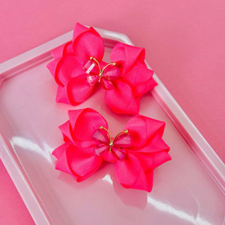 Duplinha de Laço Rosa Pink / Par de Laço Infantil / Dupla de Laço Rosa Pink / Laço F em Oferta na Shopee