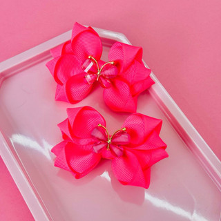 Duplinha de Laço Rosa Pink / Par de Laço Infantil / Dupla de Laço Rosa Pink / Laço F