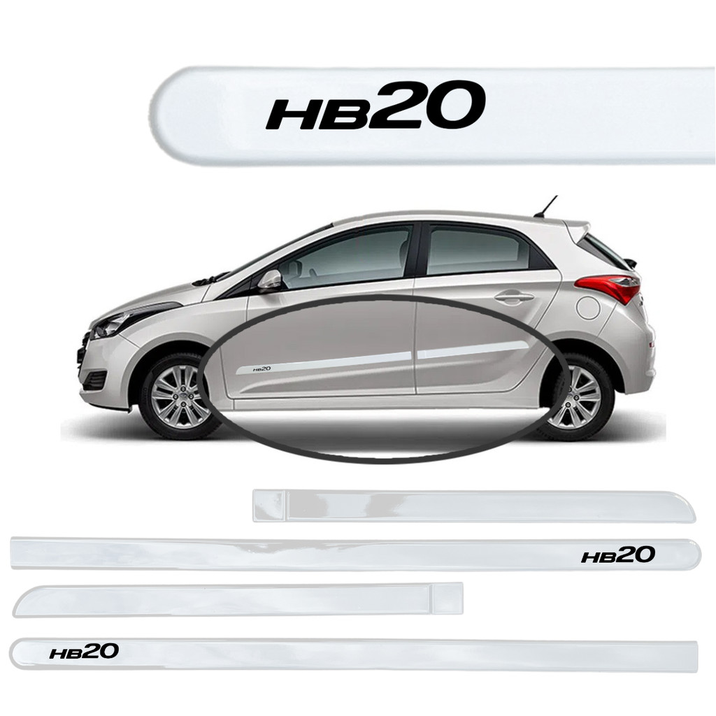 Jogo Friso Hatch Hyundai HB20 Branco Atlas 2020 até 2025