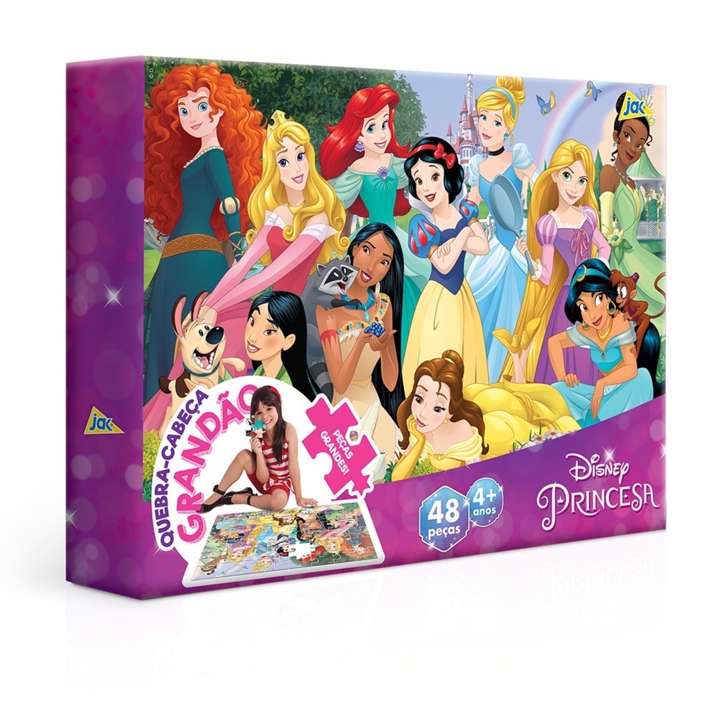 QUEBRA CABEÇA GRANDÃO PRINCESAS DISNEY 48 PEÇAS GRANDES TOYSTER JOGO EDUCATIVO CRIANÇA PUZZLE MENINA em Oferta na Shopee