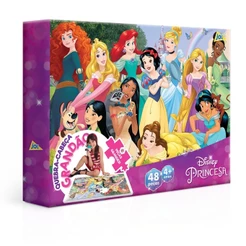 QUEBRA CABEÇA GRANDÃO PRINCESAS DISNEY 48 PEÇAS GRANDES TOYSTER JOGO EDUCATIVO CRIANÇA PUZZLE MENINA