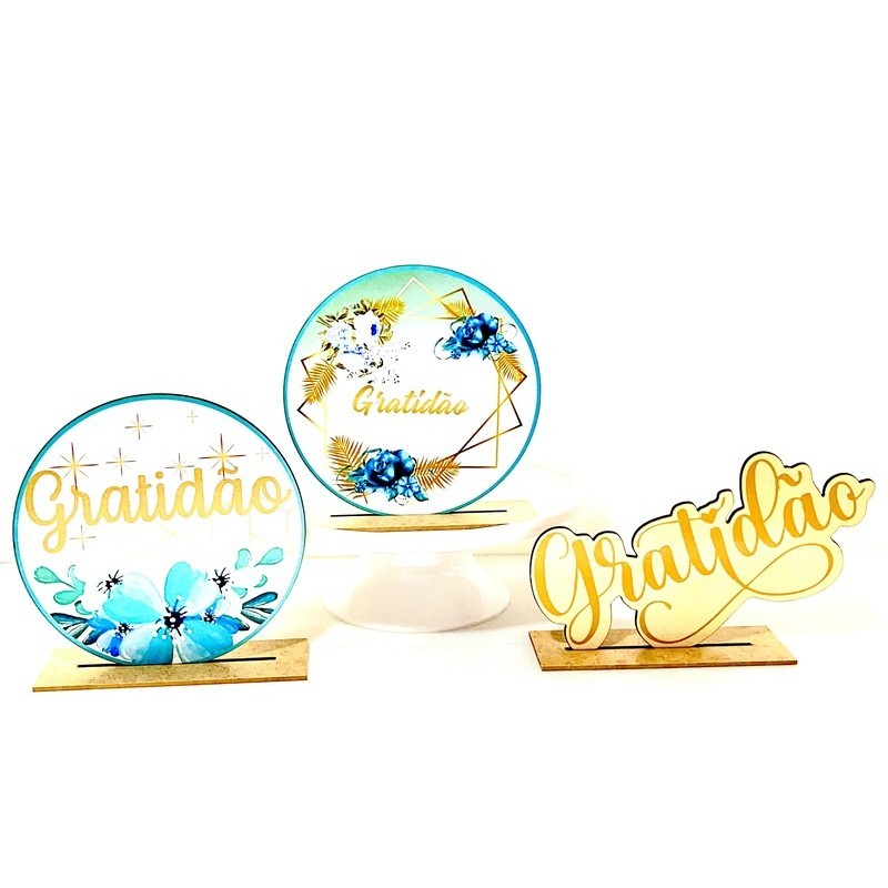 Display de Mesa Kit 6 Peças Para Festa Gratidão MDF