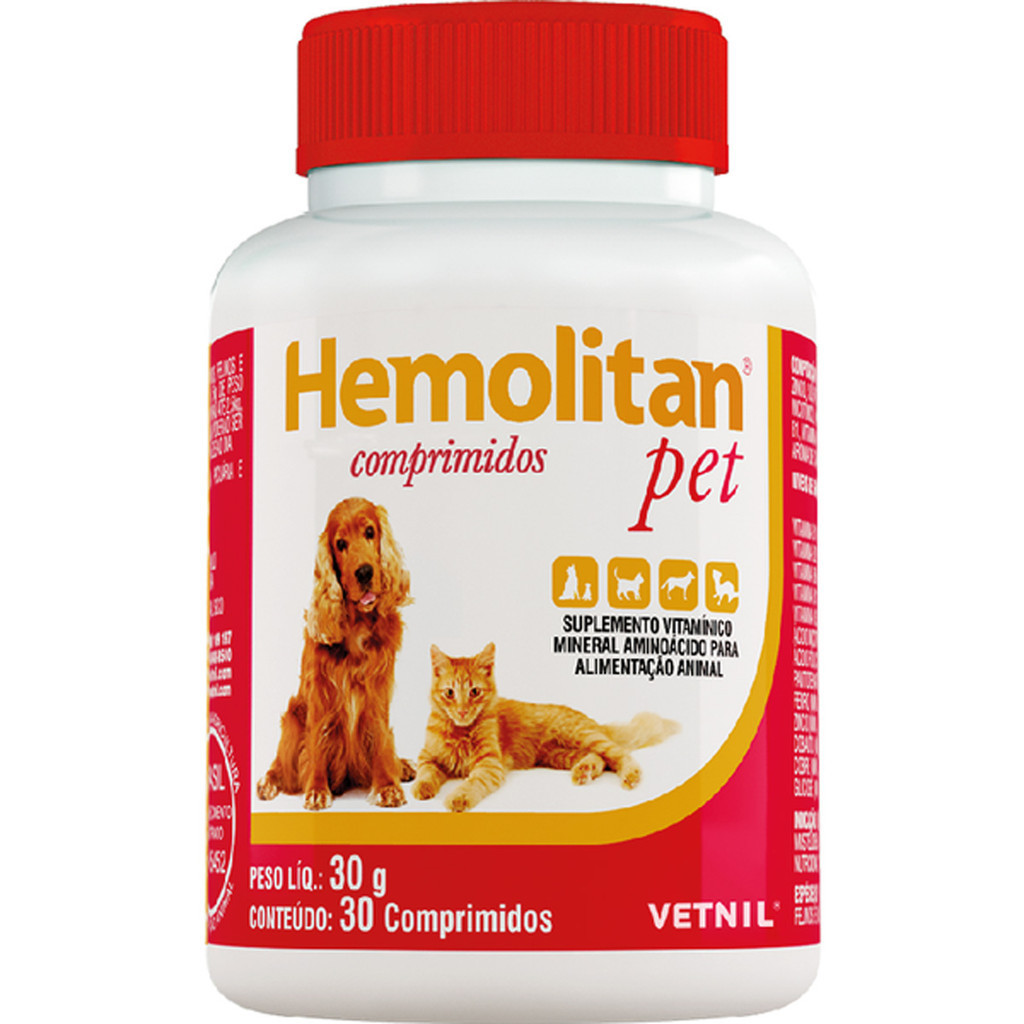 Hemolitan Pet com 30 Comprimidos Vetnil - 30 g em Oferta na Shopee