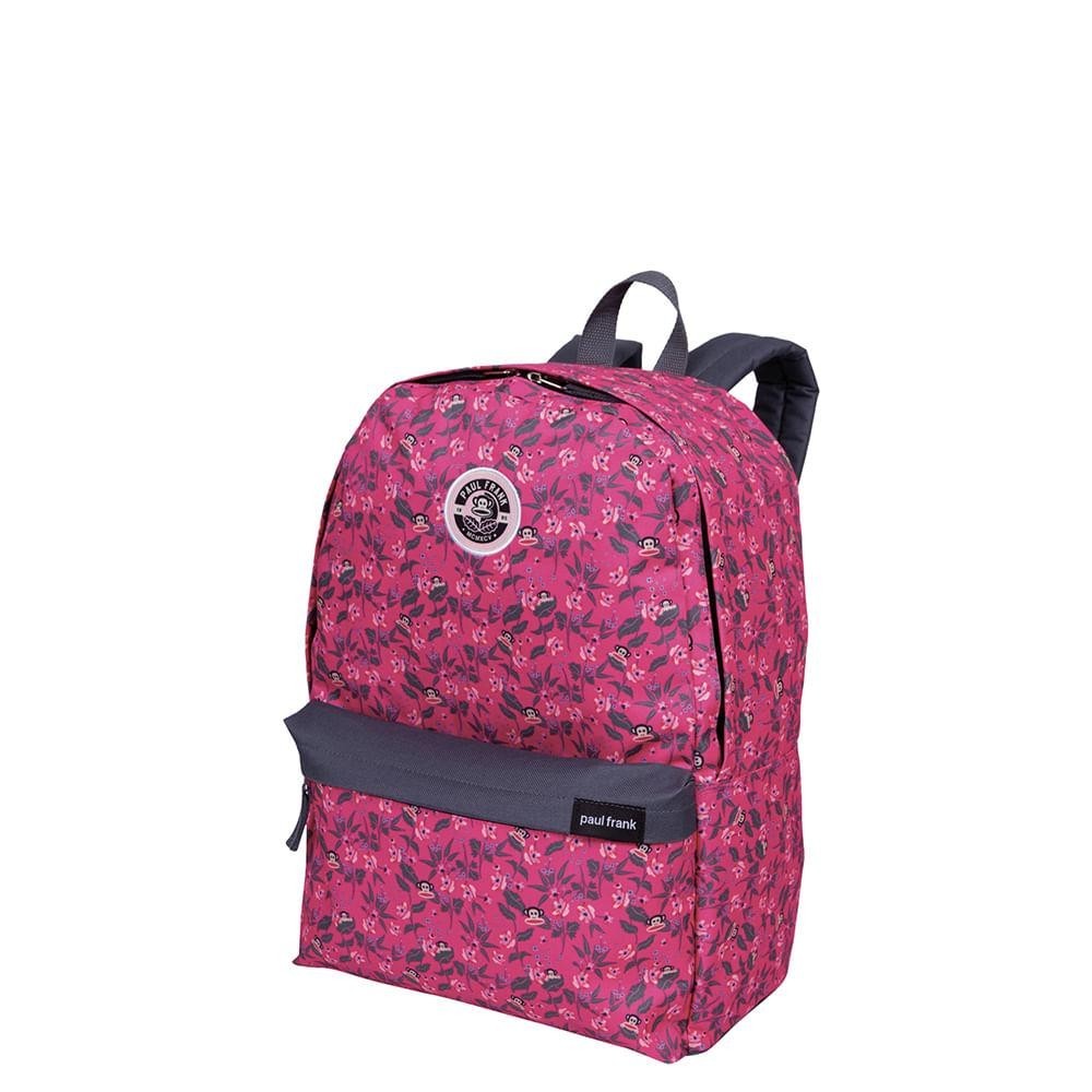 Detalhes do Mochila Grande Paul Frank 21T01 Floral Rosa