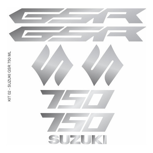 Adesivo Faixa Lateral Resinado Suzuki Gsr 750 Kit Prata