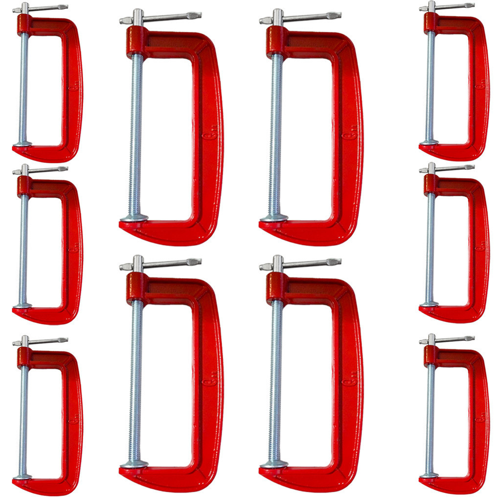 Kit 10 Grampos Sargento Tipo C 6 Polegadas Marcenaria 200mm Aço Metal Profissional