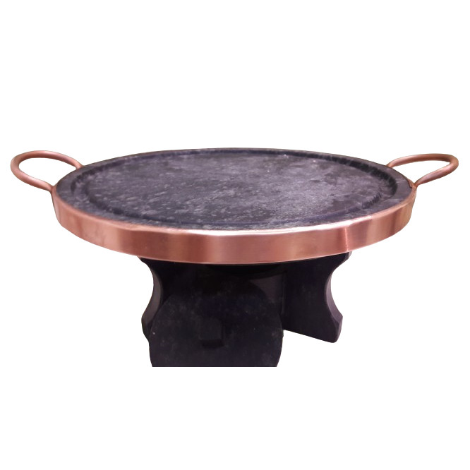 Kit Fondue em pedra sabão para carne 30 cm - fogareiro + grelha - curado