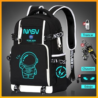 [Presente] Astronauta Desenho animado Impressão Mochila infantil luminosa à prova d