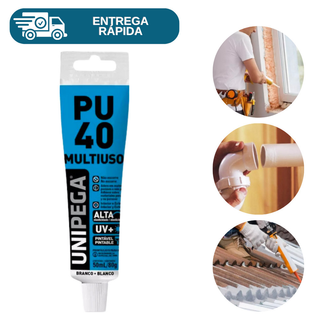 Cola Adesivo PU40 Selante Poliuretano 80g Multiuso Vedação Para Construção Reparos Silicone PU Profissional em Oferta na Shopee