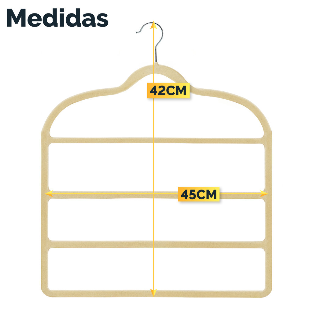 Detalhes do Kit 10 Cabides De Veludo Para Calça Saia Bege