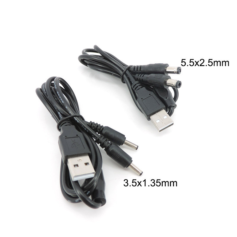 5V USB A 2.0 Macho Para 2 Vias DC 3.5mm x 1.35mm 5.5x2.5mm Divisor Conector Plug Fonte De Alimentação Carregador Convers