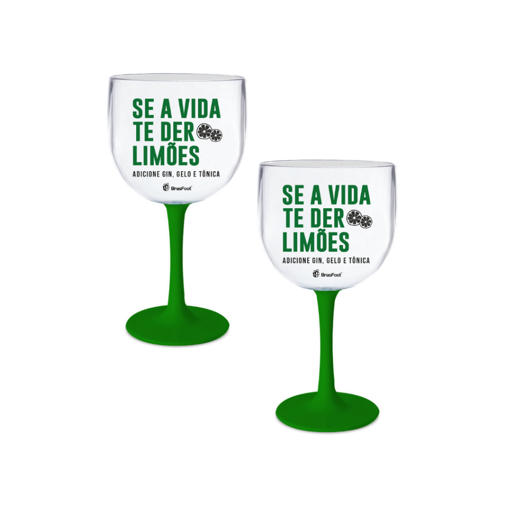 Taça Plástica para Festas - Drinks Coquetéis Gin 580 ml Marca Brasfoot – Tema Se A Vida Te Der Limões