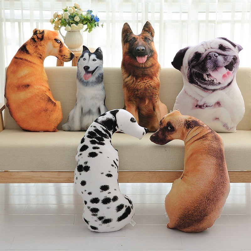 50cm Criativo Cão Jogar Travesseiro 3d Simulação Husky Almofada Erha Olhando Para Trás Cão De Pelúcia Brinquedo Cabeça Do Cão Boneca