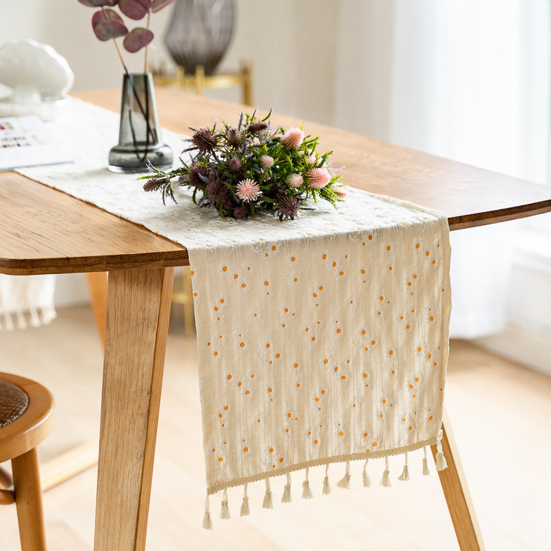 Daisy Tassel Table Runner , Mesa De Cozinha Cobertura De Pano Decoração De Festa De Aniver...