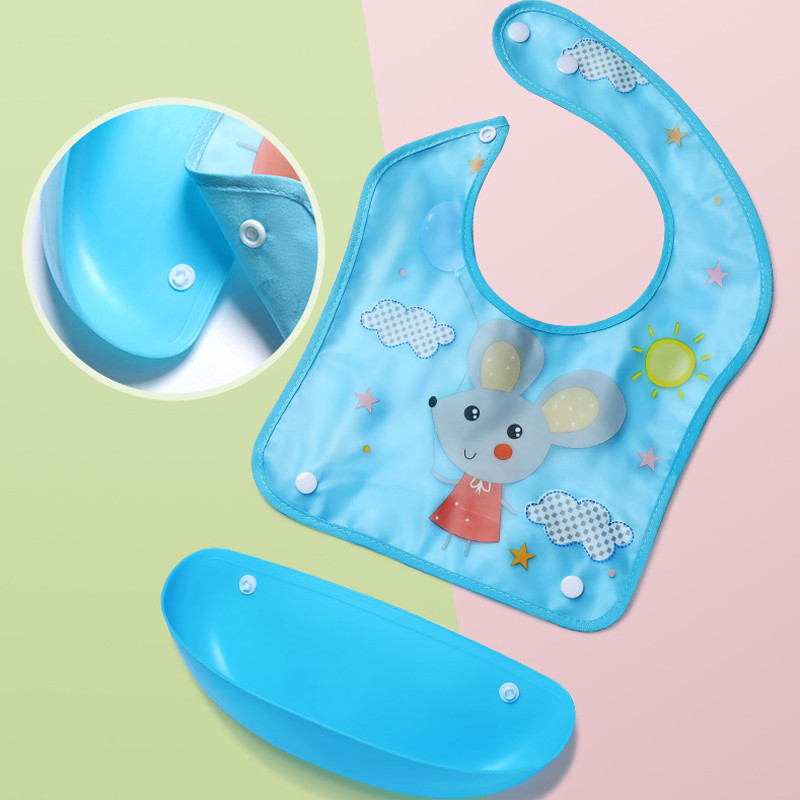Babador Infantil de Silicone a Prova D'Água com Coletor de Migalhas Lavável