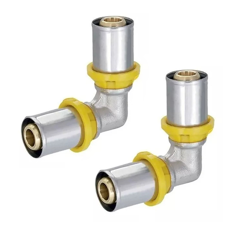 Kit 2 Cotovelo Tubo Gas Pex Joelho Prensar Emmeti 90° 16mm