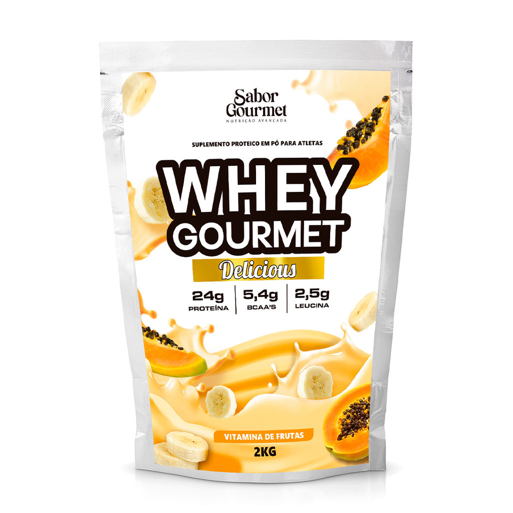 Whey Gourmet Delicious 2kg - Diversos Sabores Envio Imediato Vitamina de Frutas