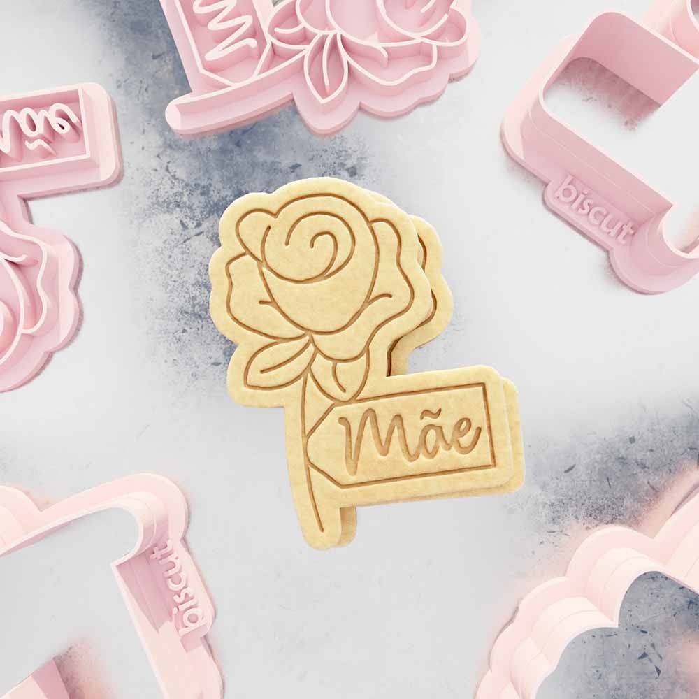 Carimbo + Cortador Rosa para Mãe em Oferta na Shopee