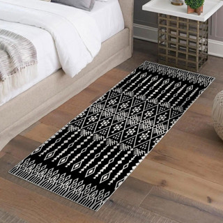 Passadeira Tapete Bernadine Étnico Preto Veludo 43x140cm Antiderrapante em Oferta na Shopee