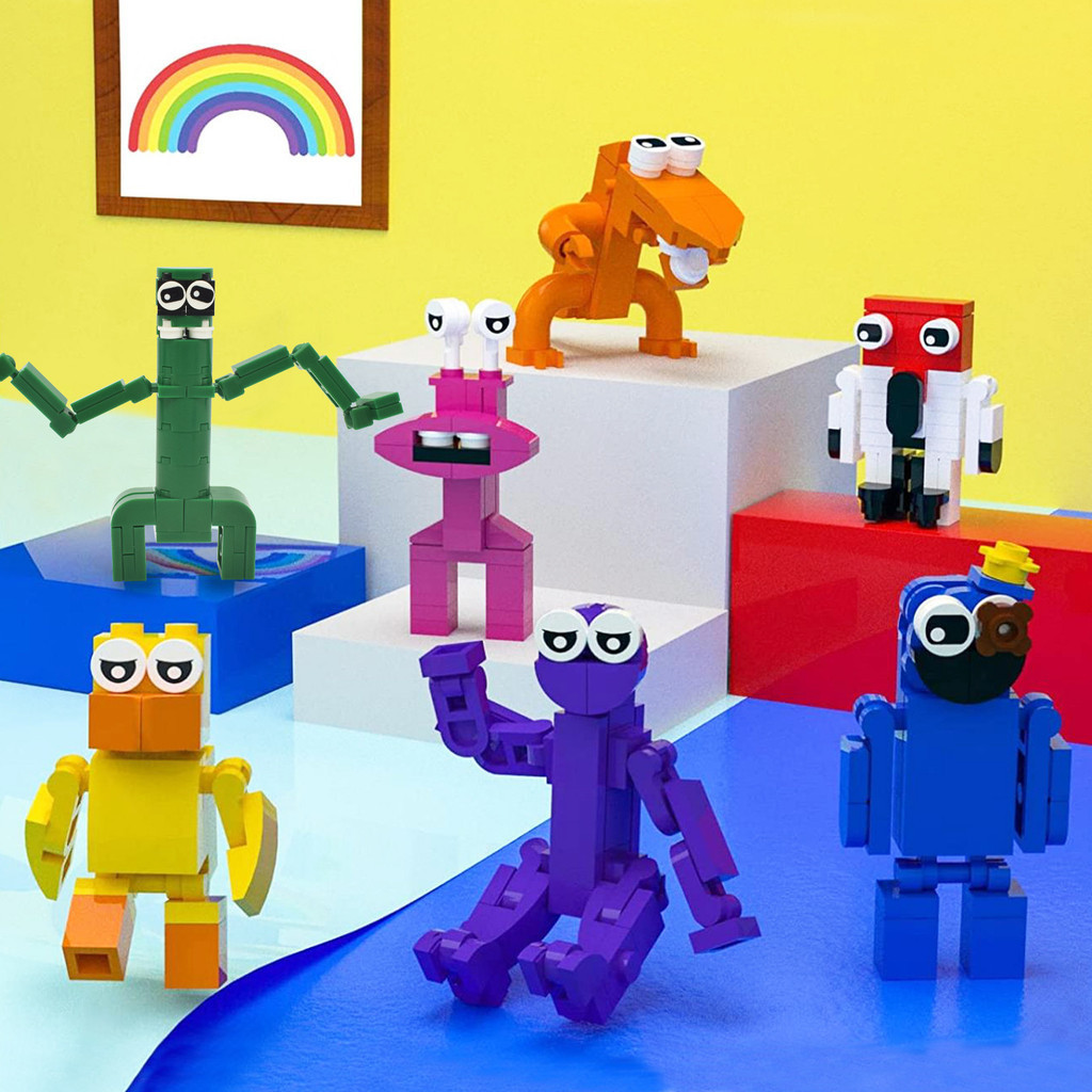 7 em 1 Rainbow Friends Class Garden Mini blocos de construção de partículas pequenas compatíveis com Lego Miniatura diy