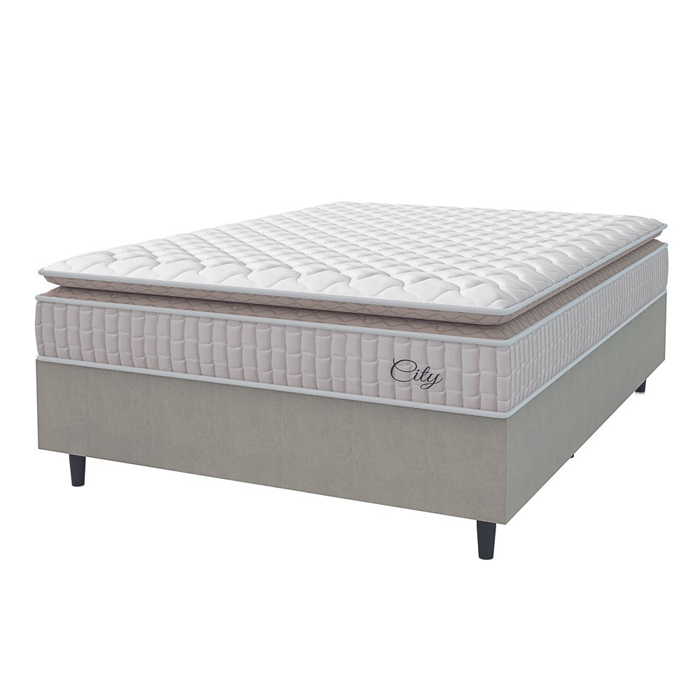 Cama Box Colchão Casal Molas Ensacadas City Pillow Top