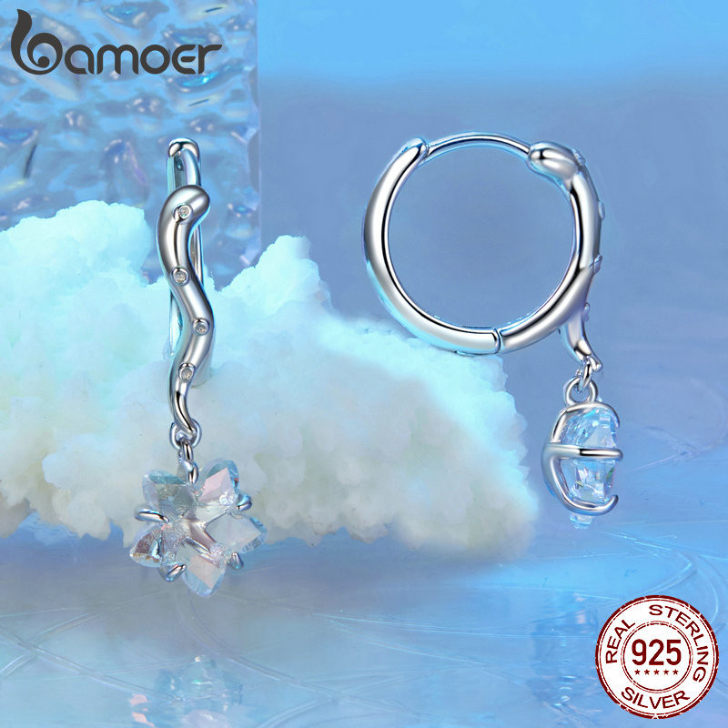 Detalhes do Bamoer 925 Sterling Sliver Hoop Brincos Octopus Starfish Design Jóias Presentes Para Mulheres
