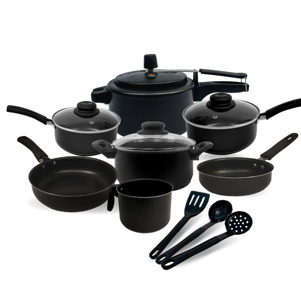 Imagem Jogo de Panela Teflon Antiaderente  Premium Tampa Vidro Panela de Pressão 2.5L Pequena