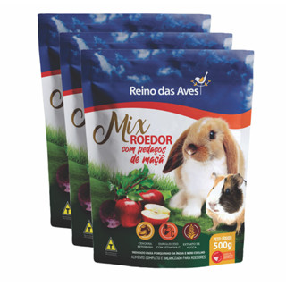 KIT COM 3 UN PORQUINHO DA ÍNDIA E MINI COELHO MIX ROEDOR 500G - REINO DAS AVES em Oferta na Shopee