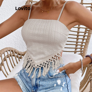 Lovito Regata Boho com Franjas para Mulheres LNL36040 (Bege)