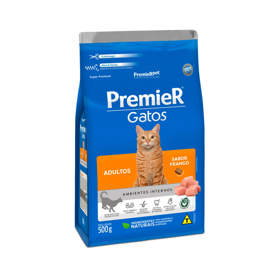 Ração Premier Ambientes Internos Gatos Adultos Frango 1,5 kg